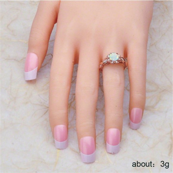 *NEW Rose Gold Round Opal Diamond Halo Twist Ring - Picture 2 of 5